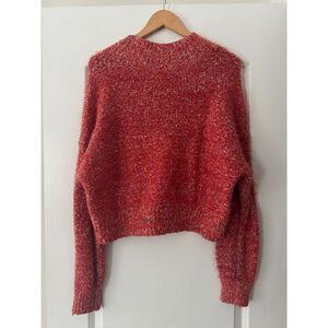 Free People Stardust Pullover XS Red Fuzzy Cropped Cozy
